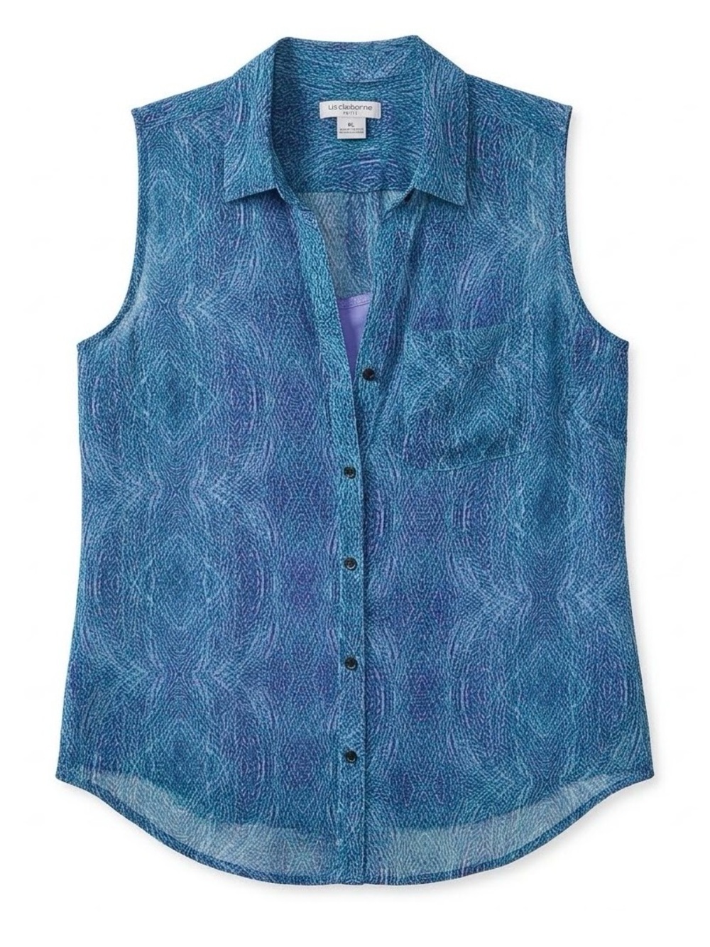 Liz Claiborne Blue and Purple Sleeveless Button Down Shirt and Camisole